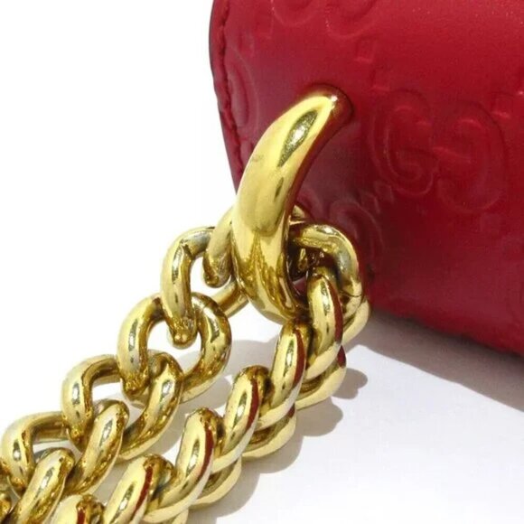 100% Authentic GUCCI Padlock / Shimaline Red Leather - Shoulder Bag 577-052024 - Picture 4 of 12